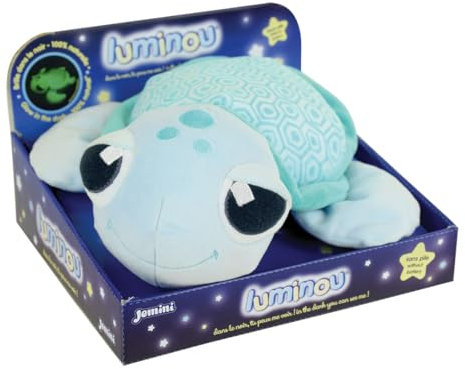 JEMINI 040757 MA Petite Carapace Peluche Tortue Lumineuse Naturelle Fonctionne sans Pile +/- 25 CM, Bleu