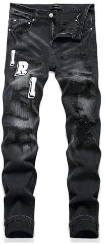AJTREDYTSLKE Jeans da Lavoro da Uomo Comfort Stretch Denim Gamba Dritta Jeans Relaxed Fit da Uomo