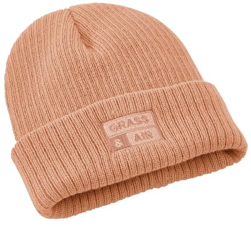 Grass & Air Kids Winter Beanie Hat, Childrens Cotton Beanie, Fleece Lined Winter Hat (UK, Age, 3 Years, 5 Years, Volcanic Orange)