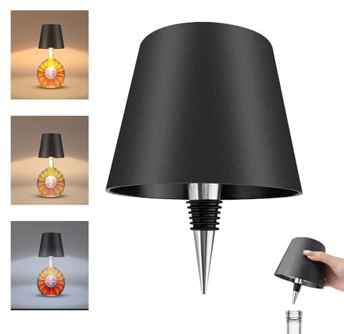 CNMTCCO Wireless Bottle Lamp,Rechargeable Bottle Lights with Touch Control, 3 Colour Temperatures LED Bottle Light Lampshade Kit for Bar,Kitchen,Garden,Restaurant,Room Decor