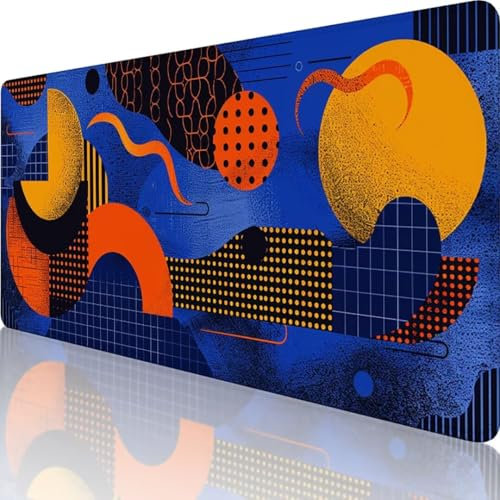 Alfombrilla Ratón Gaming Azul 1200x600 mm, Alfombrilla Ratón xxl Abstracto, Mouse Pad con Base de Goma Antideslizante,Impermeable Alargar Alfombrilla Escritorio Bordes Cosidos para Ratón y Teclado 9-I