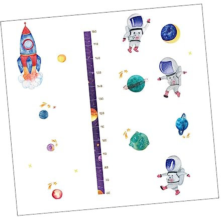 QUMIIRITY Wachstumstabellenaufkleber Für Junge Mädchen Astronaut-muster Messen Aufkleber Abnehmbare Wachstumslineal Wanddekor Größenaufkleber Für Kinderzimmer Innenwände Dekoration