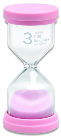 Sanduhren Zeitmesser, Buntes Glas Timer, Timer, Küchentimer, Farbige Eieruhr Zeitmesser Sanduhr, Sanduhr Zähneputzen 3 Minuten, für Küchen, Klassenzimmern, Zuhause Büro Dekoration, Rosa