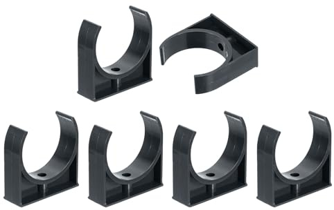 sourcing map Lot de 6 colliers de serrage en PVC pour tuyaux d'eau en forme de U, support de tube d'irrigation pour plateaux TV, supports de tuyau, support de tuyau, tube de support de tuyau, noir