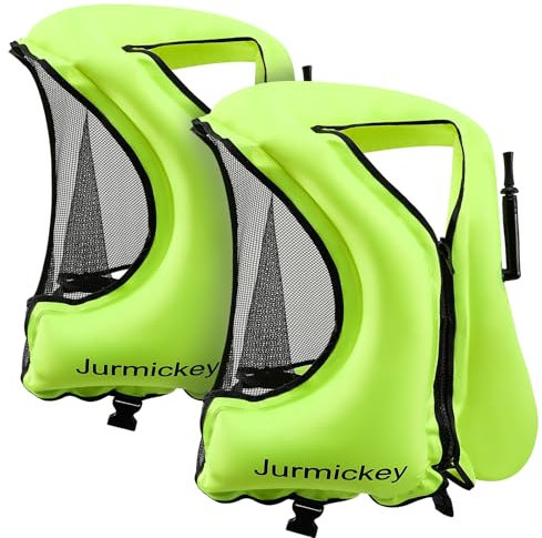 2 Pcs Snorkel Vest for Adults, Inflatable Snorkeling Vest for Men & Women, Portable Swim Jacket & Buoyancy Vest for Snorkeling, Swimming, Kayaking, Boating