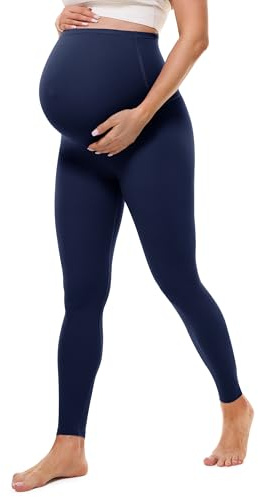 BAYDI Clouduxi 60 cm gravidleggings, hög midja, gravidleggings, ogenomskinliga, mammabyxor, kvinnor, mjuka, elastiska, mammamode, Marinblå, M