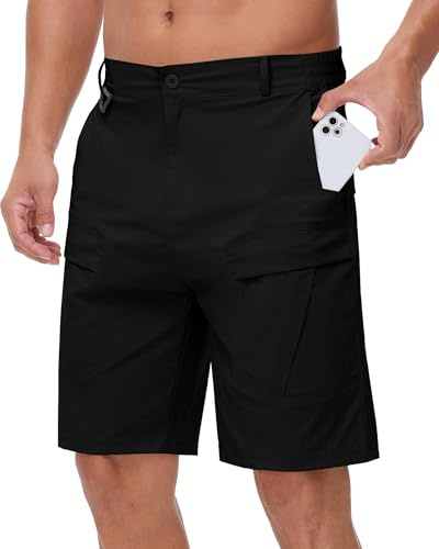 NANAMEEI Short Homme Cargo Shorts Coton Hommes Short Grande Taille Shorts Tactique Homme Bermuda Baggy Bermuda Travail Hommes Chantier Noir XXL