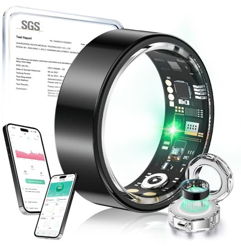 Lozltx Smart Ring Android【JZ5.0-Chip】 Smartring 【Militärgeprüftes Titan-Design & IP68】 Fitness Ring- 22-Sprachen-Support Smartringe für Damen & Herren-Schwarz #8