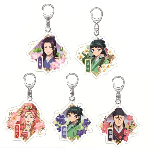 Tongyundacheng Juego de 5 llaveros de anime, personajes de manga Maomao/Jinshi, llaveros acrílicos de dibujos animados, regalos creativos para hombres y mujeres (5-6 cm), 5 unidades., 5-6cm