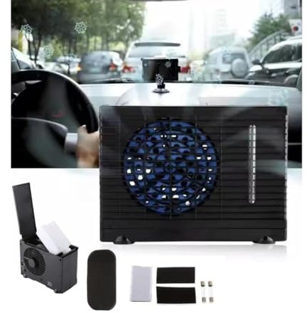 Mini condizionatore d'aria per casa e auto, portatile per cruscotto AC, ventola evaporatore per acqua di raffreddamento, con presa accendisigari, universale, adatto per veicoli, camion, camper, SUV