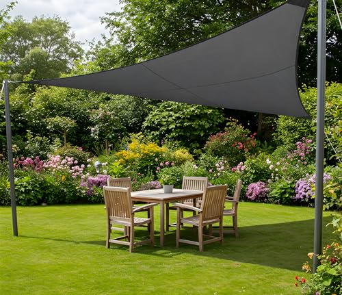 Kookaburra Pro Waterproof Charcoal Garden Shade Sail Patio Canopy 98% UV Block (6m x 4.2m Triangle)