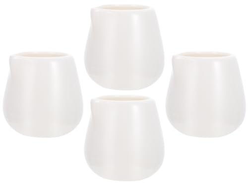 KOCKSHION 4 piezas Tazas de Cerámica para Leche Jarras Pequeñas Sin Asa Utensilios de Cocina para Leche Salsa y Miel Microondas Aceptado