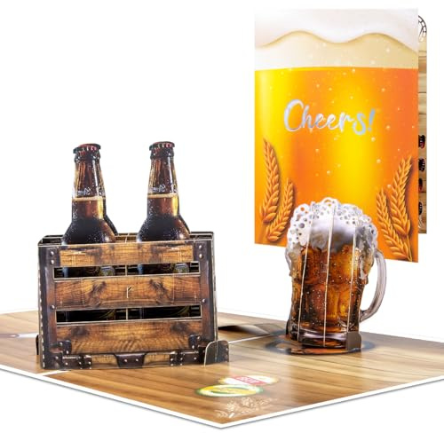CNLITIHEKA Bier Pop Up Grußkarten für Männer, 3D Pop Up Karten zum Feiern des Geburtstags Vatertag, Feiertag, Jubiläum, Valentinstag, Sportspiel.