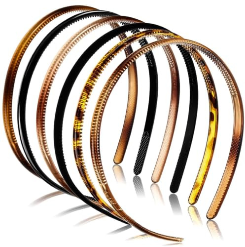 6 Pcs Bandeau Peigne De Dents, Serre Tete Unisexe, En Plastique, Bandeau Peigne De Dents, Antidérapant Hoop Band pour l'extérieur, Sport, Yoga, Maquillage