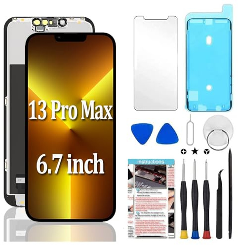 Fixerman Écran pour iPhone 13 Pro Max LCD Display 6,7 Pouces(A2484, A2641, A2643, A2644, A2645), 3D Touch Remplacement Verre Digitizer Pièces 6,7 Pouces de Remplacement avec Kit de Réparation