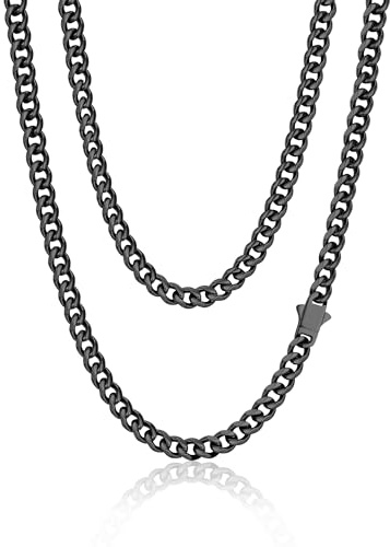 PROSTEEL Kette Herren, Edelstahl Panzerkette mit Edelstahlverschlüsse, 6/9/12 mm breit, 45cm-70cm lang, Punk Panzerkette Hip-Hop Kette Cuban Chain Necklace als Geschenk