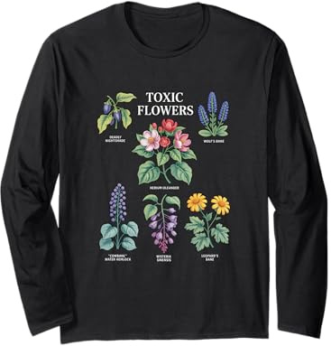 Toxic Flowers Deadly Nightshade Wolfs Bane Nerium Oleander Long Sleeve T-Shirt