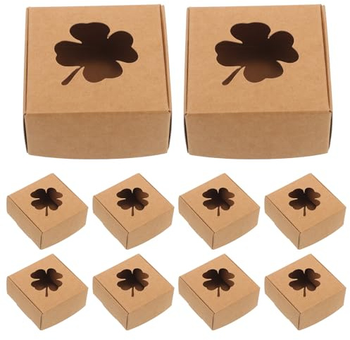 GARIOUANS 20 Stück Kraftpapier Geschenkbox mit Sichtfenster Kleine Pappschachteln für Seifenverpackung Vintage Aufbewahrungskarton für Geburtstage Hochzeiten Partys und Geschenkverpackungen