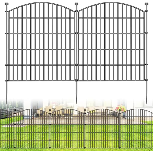 10 Paneele Dekorative Gartenzaun, 81,3 cm (H) x 7,2 m (L) Steckzaun | Hundezaun für Außenbereich im Garten, rostfreie Tierbarriere mit Bodenankern für Hof, Terrasse, Blumenbeet