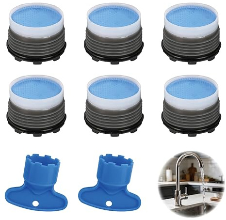 Ruvan 6 Piezas Aireador Grifo Lavabo M18.5, Aireador Grifo Cocina, Aireador Grifo Cocina Con 2 Llave Filtro, Insertos De Filtro, Piezas De Repuesto Para Baño Y Cocina
