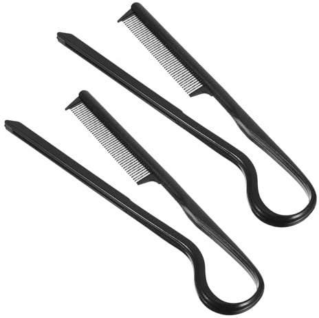 HOMSFOU 2 Peines Cabello Negros de Abs para Alisado Rápido y Peinado Profesional, Herramienta Práctica de Peluquería Diseño en Forma de V, Pack de 2 Piezas
