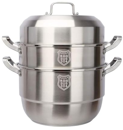 Pentola Per Zuppa Di Pesce, Pentola Per Cottura A Vapore/zuppa A 3 Strati, Pentola Per Cottura A Vapore Commerciale/domestica Acciaio Inossidabile 304, Adatta Per Pentole A Gas/induzione(28CM)