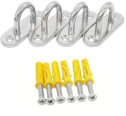 4Pcs Acciaio Inox Pad Eye Piastra Gancio Heavy Duty Soffitto Amaca Gancio Vite Occhi Marine Hardware Staple Eye Plate Amaca