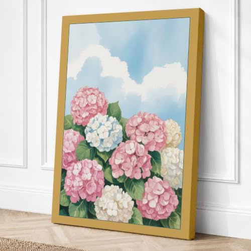 Hydrangea Bloom Botanical Canvas Wall Art Print 30x20 Inch | Ready to Hang, Gallery Wrapped, Fade-Resistant Inks, Securely Packaged, UK Made