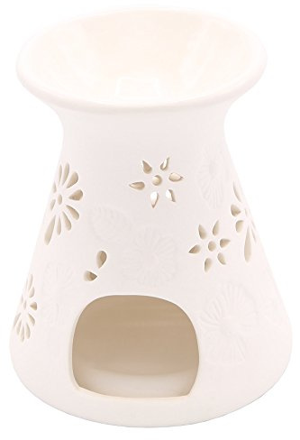 Candle-Lite Teelicht Duftlampe für Zuhause | Duftlampe Riet | Aromalampe für Duftwachs | Raumduft mit Teelicht | Duftlampe Keramik Weiß | Lampe für Büro, Schlafzimmer, Yoga