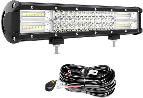 Willpower 23 Zoll 324W LED Arbeitsscheinwerfer Bar mit 12V Kabelbaum, led balken für Auto Bagger Anhänger Traktoren LKW SUV offroad