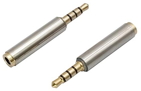 AAOTOKK 4 Poliger 3.5mm Männlich auf Weiblich Kopfhöreradapter(2Pack) | 3,5 mm auf 3,5 mm 4 Poliger Stereo Audiokonverter Metallgehäuse，für Audio Kopfhörer, Mikrofon、LautsprecherAndere Geräte