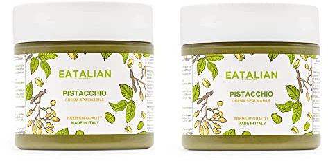EATALIAN by AMZ BETTER Crema de Pistacho, 200 G X 2 Frascos, Deliciosa Crema para Untar, Sabor Dulce y Único, Pasta Ideal con Pan, Perfecta para Rellenar Pasteles y Dulces, Made in Italy