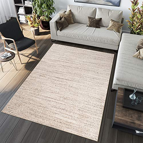 TAPISO Sari Teppich Kurzflor Modern Design Teppiche Beige Creme Meliert Verwischt Wohnzimmer Schlafzimmer ÖKOTEX 180 x 260 cm