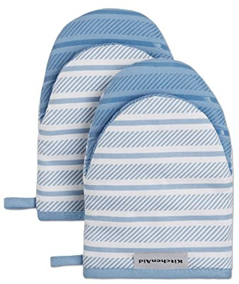 KitchenAid Albany Mini Oven Mitt 2-Pack Set, Blue Velvet, 5.5x8