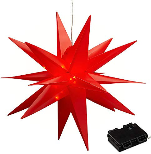 Leuchtstern 3D rot aus PVC LED Weihnachststern XL zum hängen beleuchtet inkl. 40 LED Ø 60cm Outdoor IP44 (1 x XL Leuchtstern 3D rot)