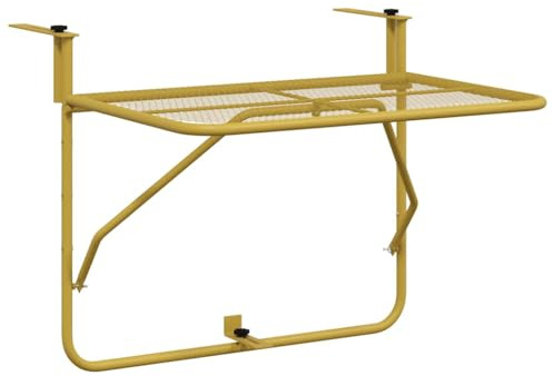 vidaXL Table de Balcon Table Basse Suspendue Table d'Appoint Pliable Meuble de Jardin Rampe Terrasse Patio Extérieur Doré 60x40 cm Acier