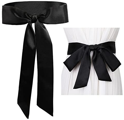 Vesaneae Damen Gürtel aus Satin Damen Schärpe Brautgürtel für Abendkleid Taillengürtel Schwarz Schärpe für Brautjungfer Hochzeit Party