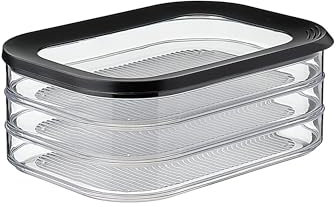 Mepal Boîte Conservation Jambon - Boîte Rangement Frigo avec Couvercle - Rangement Frigo Charcuterie - 3 Boîte de Rangement Séparées - 3 x 550 ml - Black