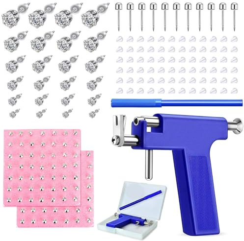 Longbeauty 248 Stk/550 Stk/224 Stk Ohrloch Stecher Ohrlochpistole Set Edelstahl Piercing Gun Pistole mit Ohrsteckern Ohrringbolzen Körperpiercing Werkzeugset für Nabel Nase Lippe Septum Ohr