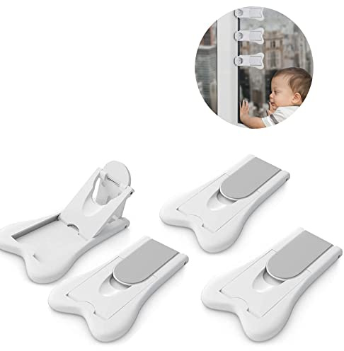 Blocco Porta Scorrevole per Bambini, Serrature per Finestre di Sicurezza Senza Chiave, 4 Pezzi Sicurezza per Bambini Chiusure, Sicurezza per Bambini, Bambini Serrature Di Sicurezza