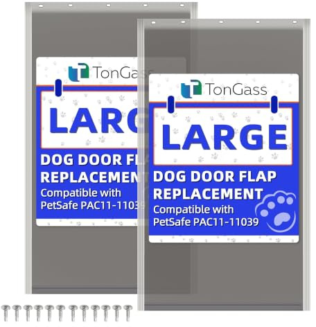 TonGass PAC11-11039 Large Dog Door Flap Replacement | 10 1/8x16 7/8 Pet Door Replacement Flaps with Magnetic Closure for PetSafe Freedom Dog Door, Weather-Proof & Warp-Resistant