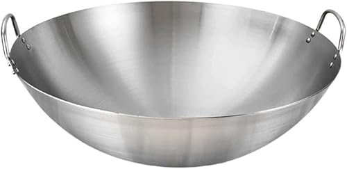 RAKUTE Edelstahl-Wok-Pfannenpfanne Wok-Pfanne Paella-Pfanne Spanische Pfanne Pfanne for Home Restaurant 32cm Wok (Size : 32X32X9.7CM)