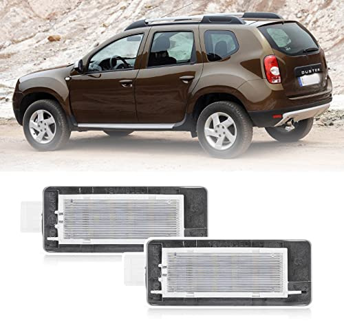 njssjd 2x LED License Plate Light Compatible With Dacia Duster 2010-2015, Dacia Lodgy II 2013-2021, Dacia Logan MCV II Number Plate Light Rear Tag Lamp