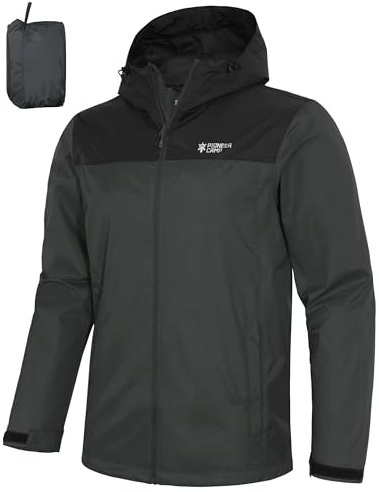 Pioneer Camp Chaqueta impermeable para hombre, abrigo ligero para exteriores, gris, XL