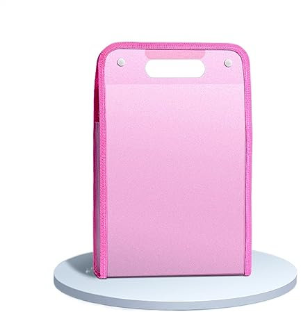 Planchettes à Pince Dossier de poche A4 grande capacité 13 couches organisateur sac de fichiers Vertical avec fermeture à pression dossier en plastique multicouche Porte Document (Color : Pink)