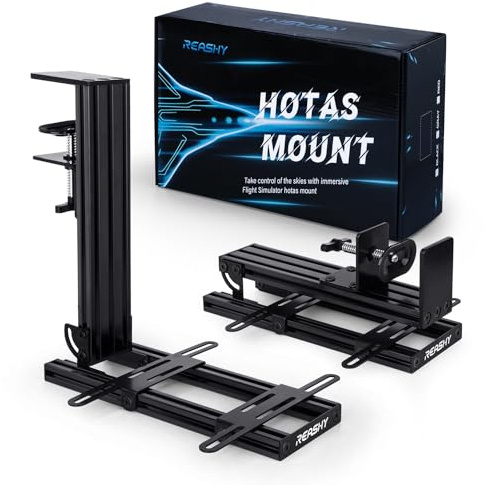 Reashy Hotas Mount, soporte para joystick, soporte de escritorio de aluminio para Logitech X56, X52, X52 Pro, Thrustmaster T.1600M, TCA, T. Flight Hotas One, 4, X, Airbus, VKB Gladiator Nxt (negro)