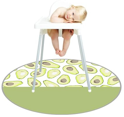 Treer Unterlage für Hochstuhl Baby,Runde Hochstuhl Bodenmatte Durchmesser 130cm Wasserdicht Spritzmatte für Hochstuhl, rutschfest Krabbelmatte Bodenschutzmatte Baby Spielmatte (Grün Avocado)