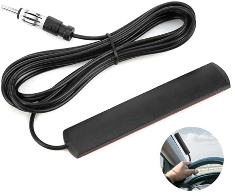 Universal Car Stereo Antenna, AM/FM Antenna Radio DIN Vehicle Hidden Adhesive Mount, Adhesive Mount on Windshield, Compatible with Stereo Head Units HD Radio Receiver Tuner