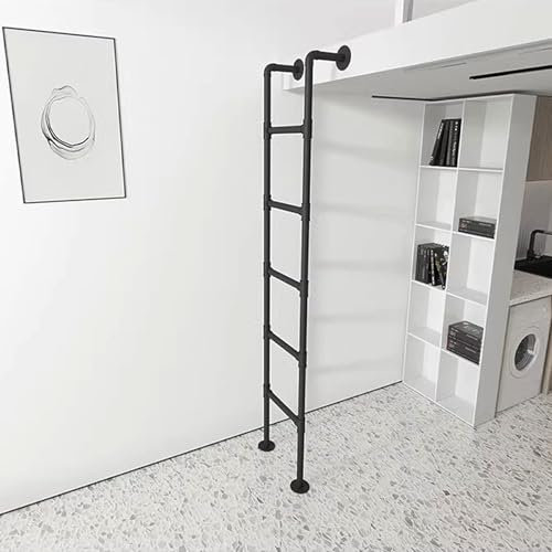 Dachbodenleiter, bodenstehende Trittleiter aus Metall für den Dachboden, Etagenbettleiter im Wohnheim, Notausgangsleiter, stabile, langlebige Schmiedeeisenleiter für Dach, Keller, Wohnmobil(160cm/63in