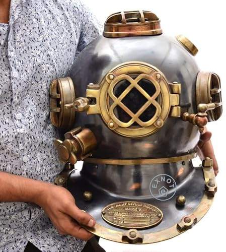 Massiv dykhjälm i mässing, dekorativ dykarhjälm US Navy Mark V Deep Sea Marine Dyk antik dykare vintage marin dykare hjälm 18 Neoary